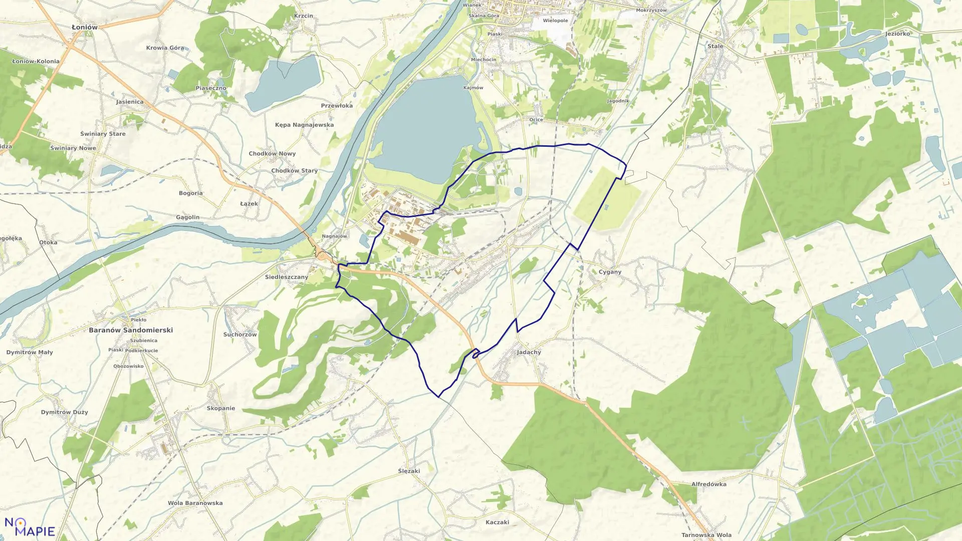 Mapa obrębu Chmielów w gminie Nowa Dęba